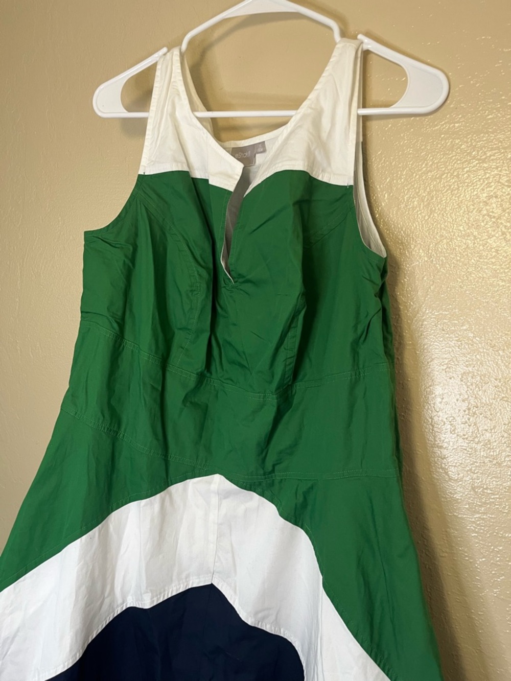 eShakti Colorblock Chevron Maxi Dress Womens 1X 16W floor length blue green - Picture 6 of 7